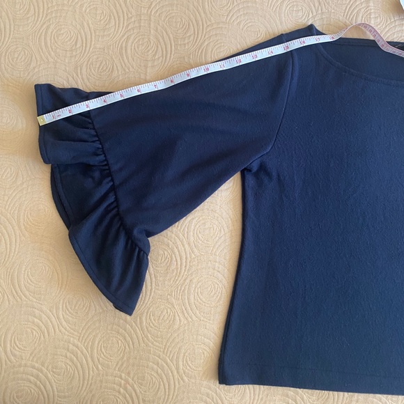 Banana Republic sweater 3/4 ruffle sleeve blue XS - Picture 6 of 11